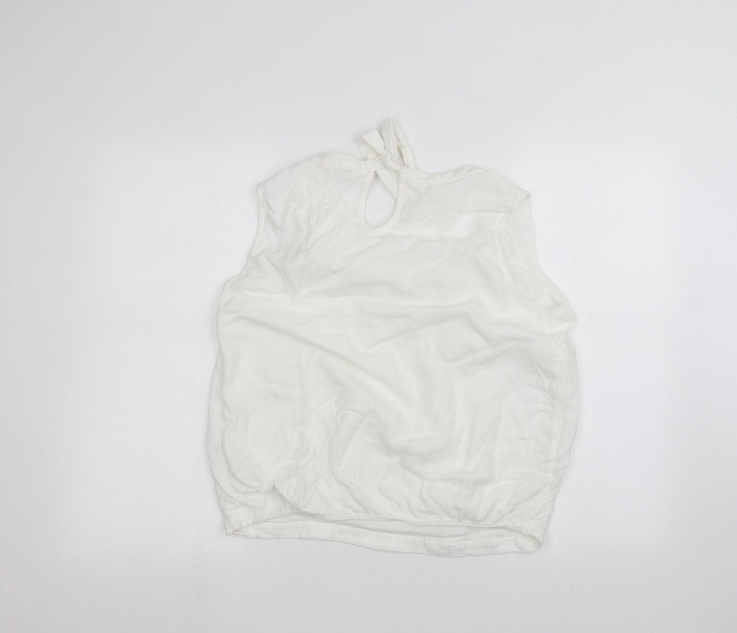 Womens UK Size L Preworn White Basic Blouse