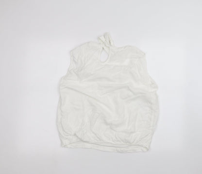 Womens UK Size L Preworn White Basic Blouse