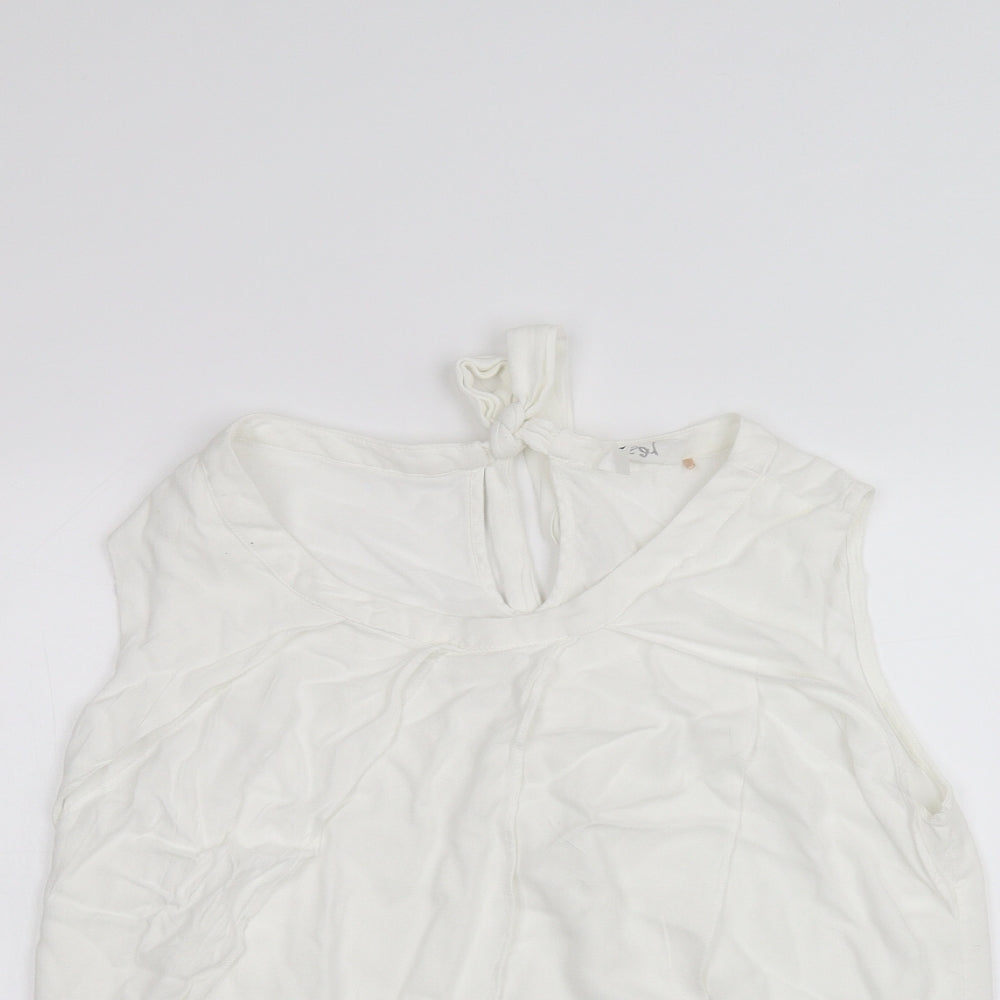 Womens UK Size L Preworn White Basic Blouse