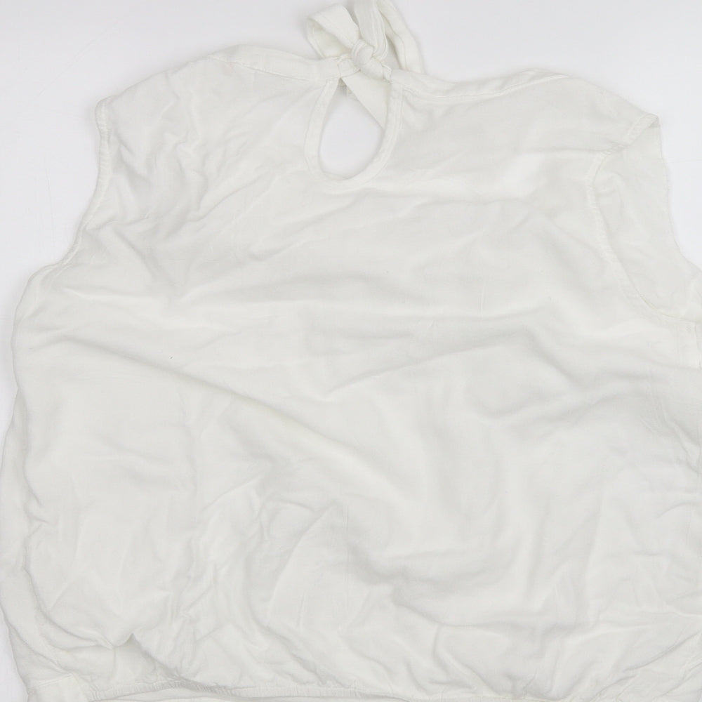 Womens UK Size L Preworn White Basic Blouse