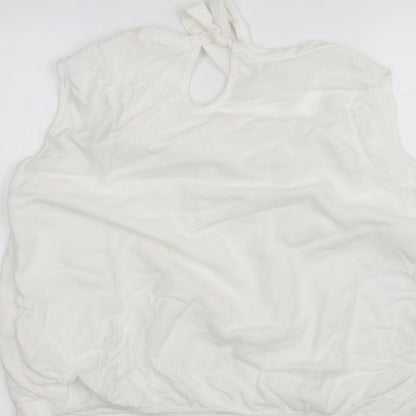Womens UK Size L Preworn White Basic Blouse