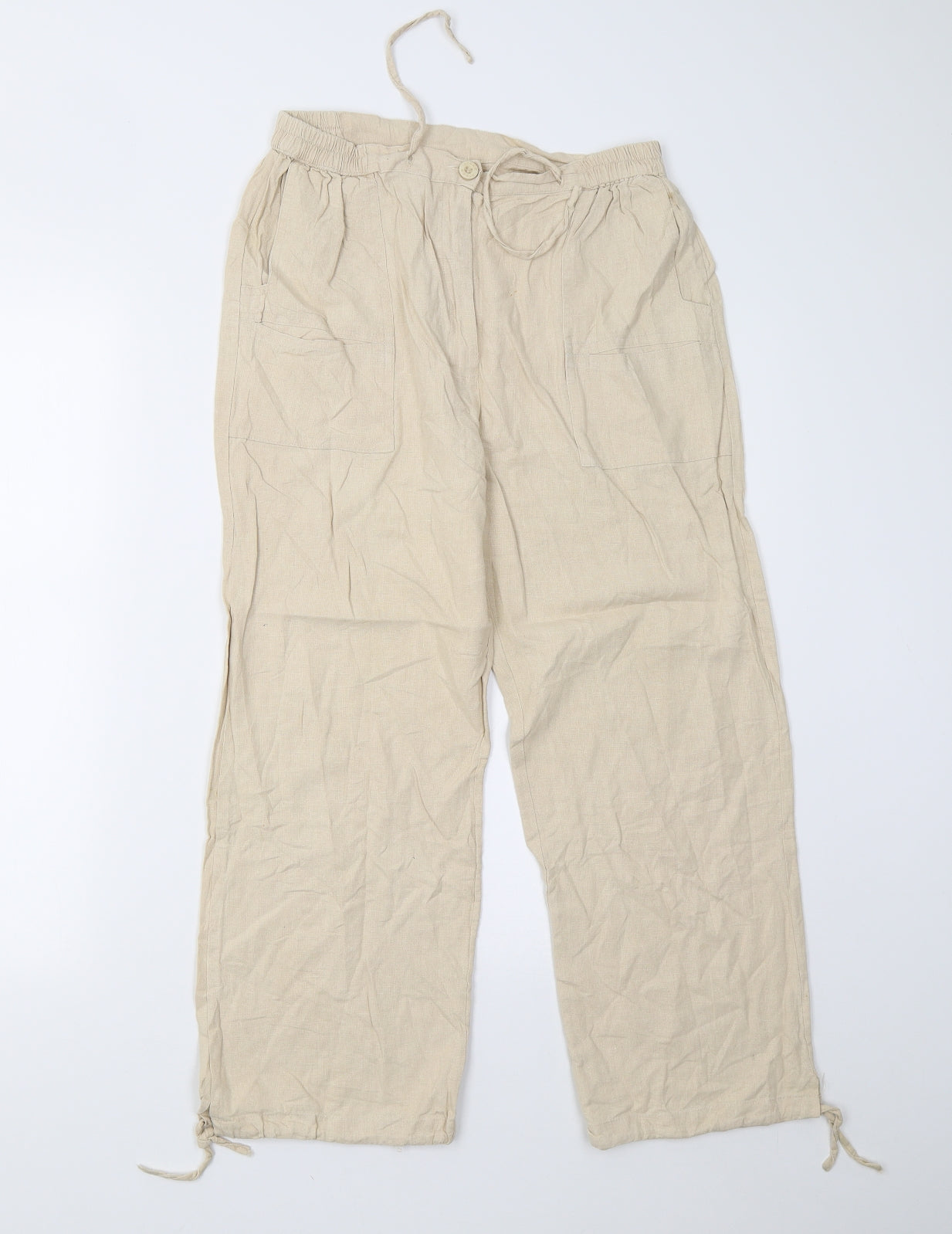 Womens UK Size M Preworn Regular Fit  Beige Trousers