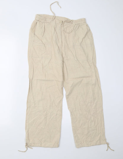 Womens UK Size M Preworn Regular Fit  Beige Trousers