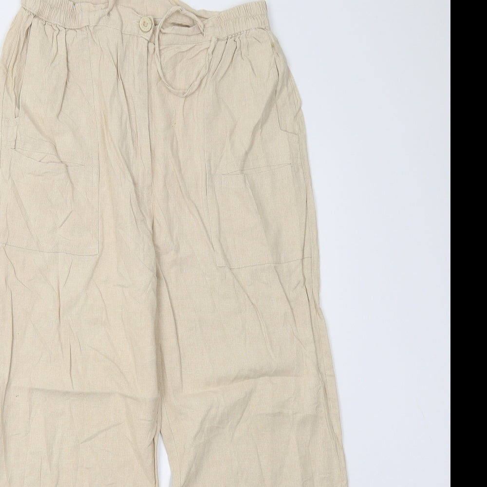 Womens UK Size M Preworn Regular Fit  Beige Trousers