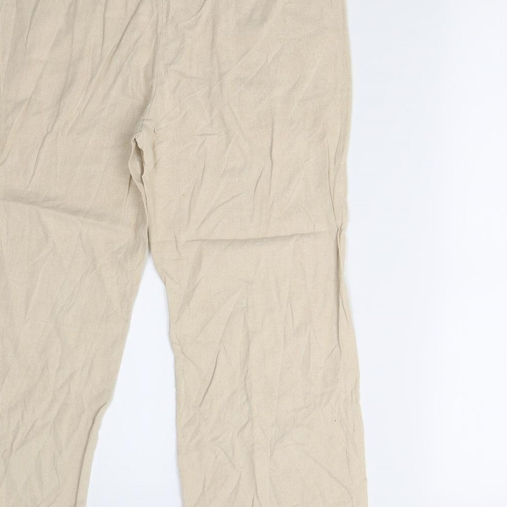 Womens UK Size M Preworn Regular Fit  Beige Trousers