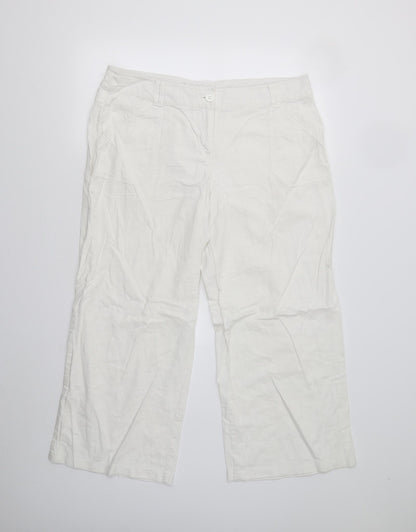 Womens UK Size 14 Preworn Regular Fit  White Trousers