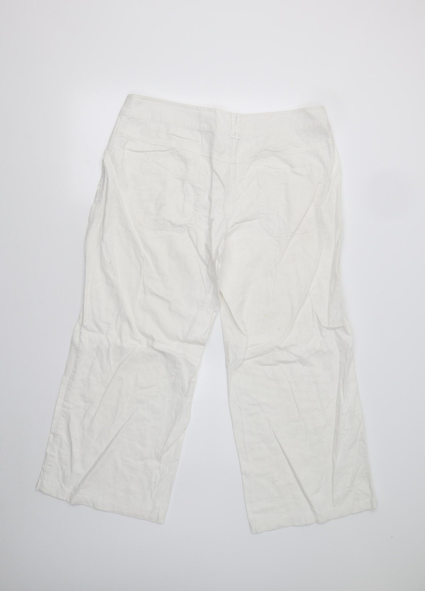 Womens UK Size 14 Preworn Regular Fit  White Trousers