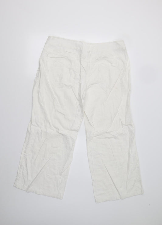 Womens UK Size 14 Preworn Regular Fit  White Trousers