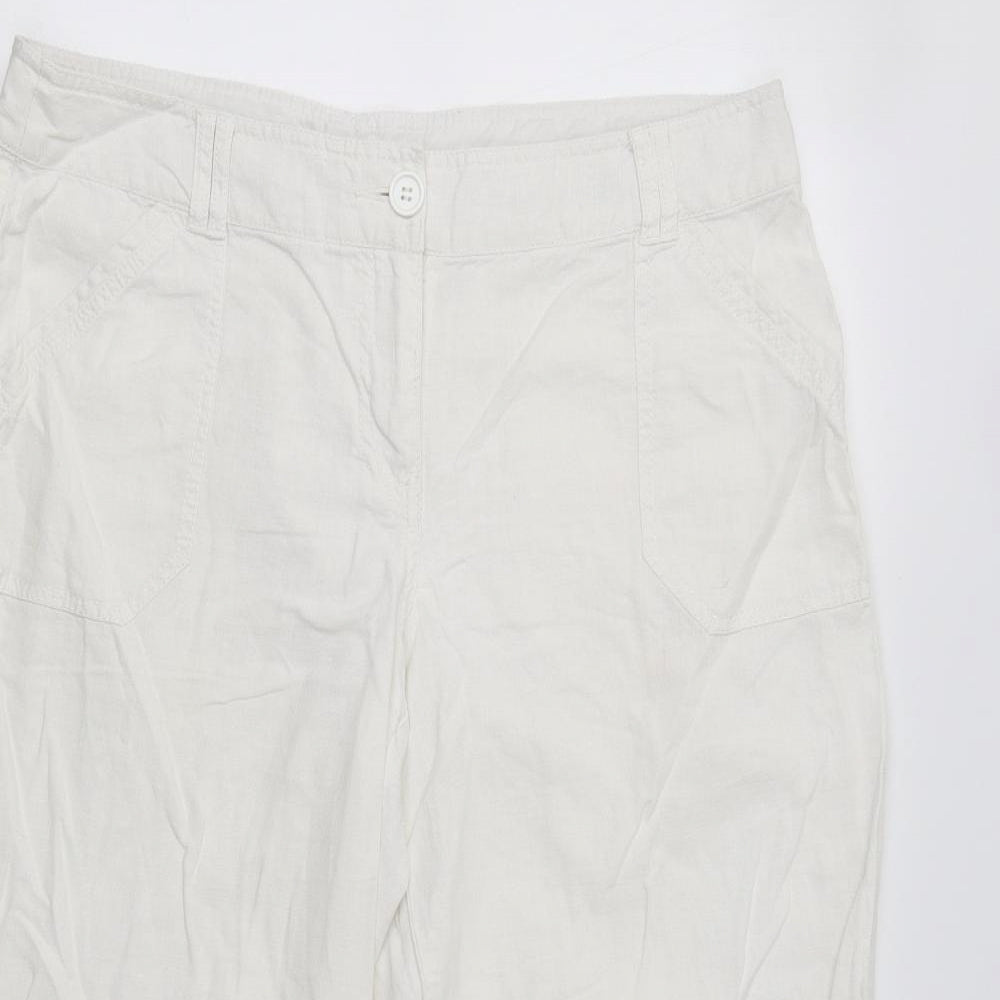 Womens UK Size 14 Preworn Regular Fit  White Trousers