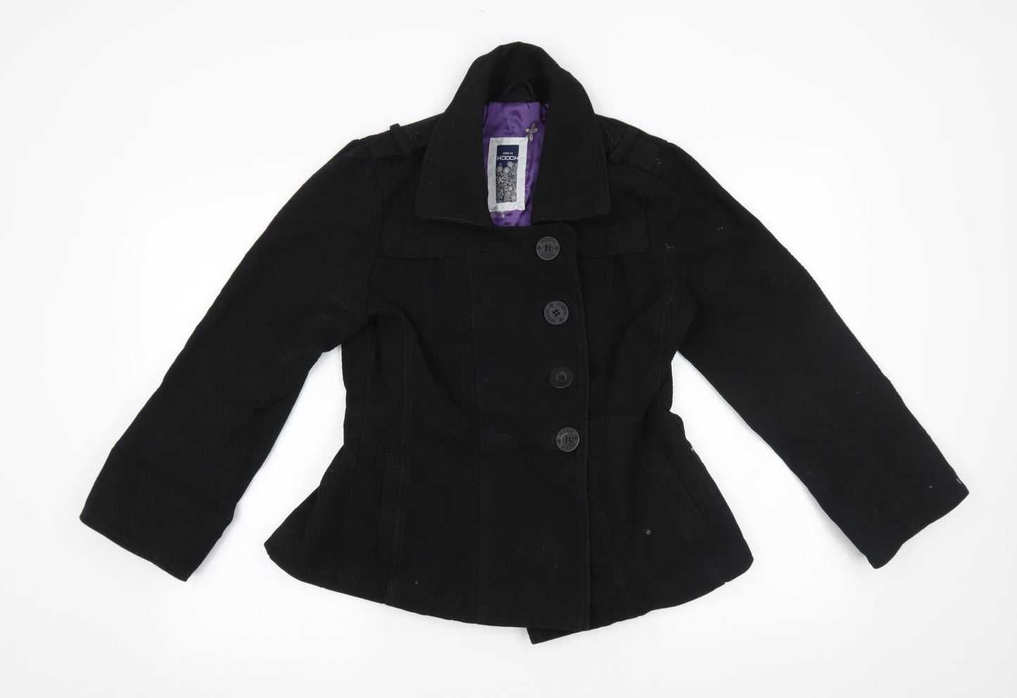 Womens UK Size 12 HOOCH Black Pea Coat
