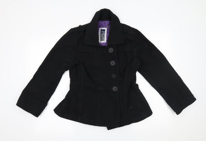 Womens UK Size 12 HOOCH Black Pea Coat