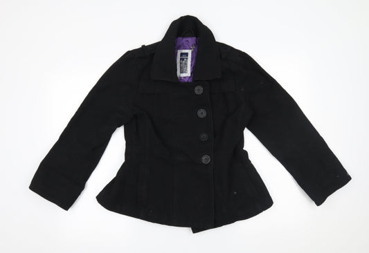 Womens UK Size 12 HOOCH Black Pea Coat