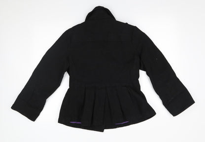 Womens UK Size 12 HOOCH Black Pea Coat