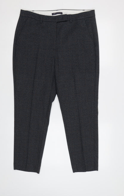 M&S Womens Gold Check  Dress Pants Trousers Size 14 L28 in