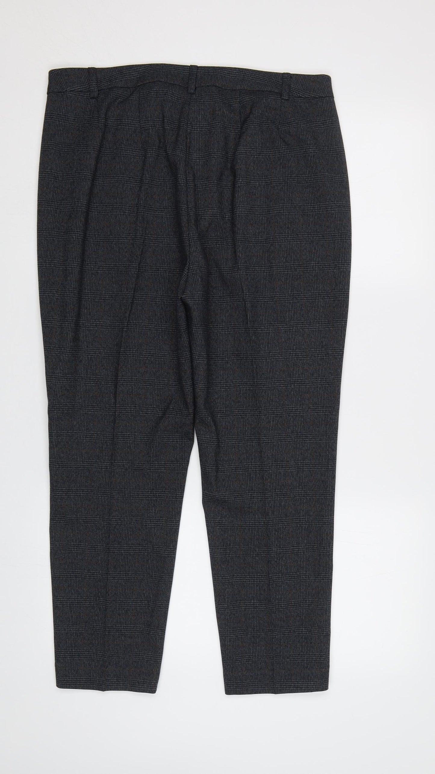 M&S Womens Gold Check  Dress Pants Trousers Size 14 L28 in