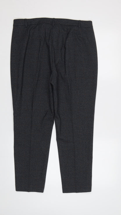 M&S Womens Gold Check  Dress Pants Trousers Size 14 L28 in
