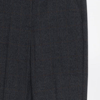 M&S Womens Gold Check  Dress Pants Trousers Size 14 L28 in