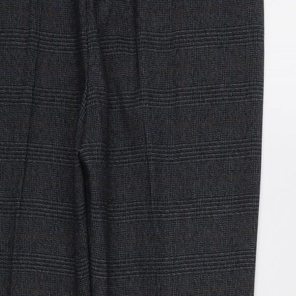 M&S Womens Gold Check  Dress Pants Trousers Size 14 L28 in