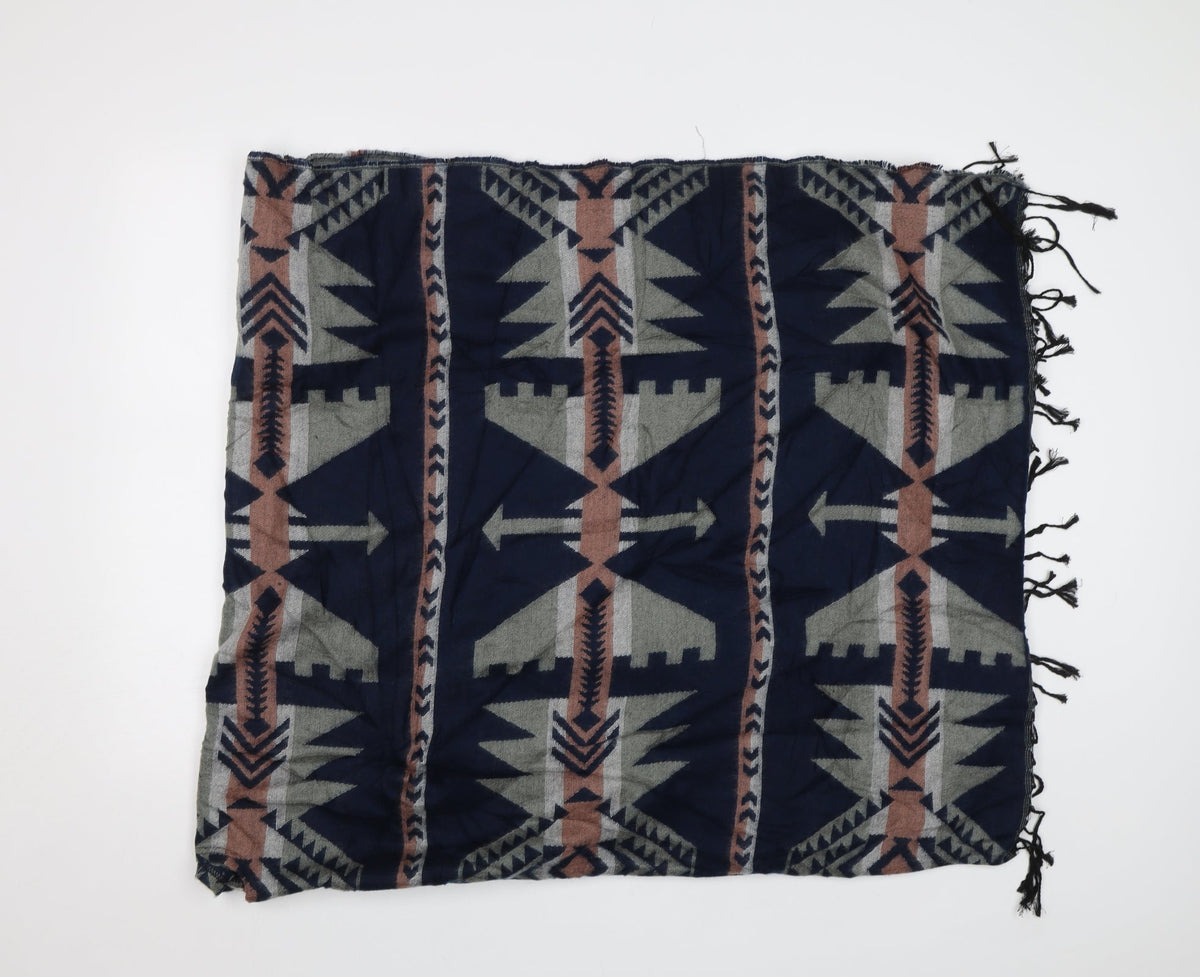 Preqworn Womens Blue Geometric   Shawl/Wrap
