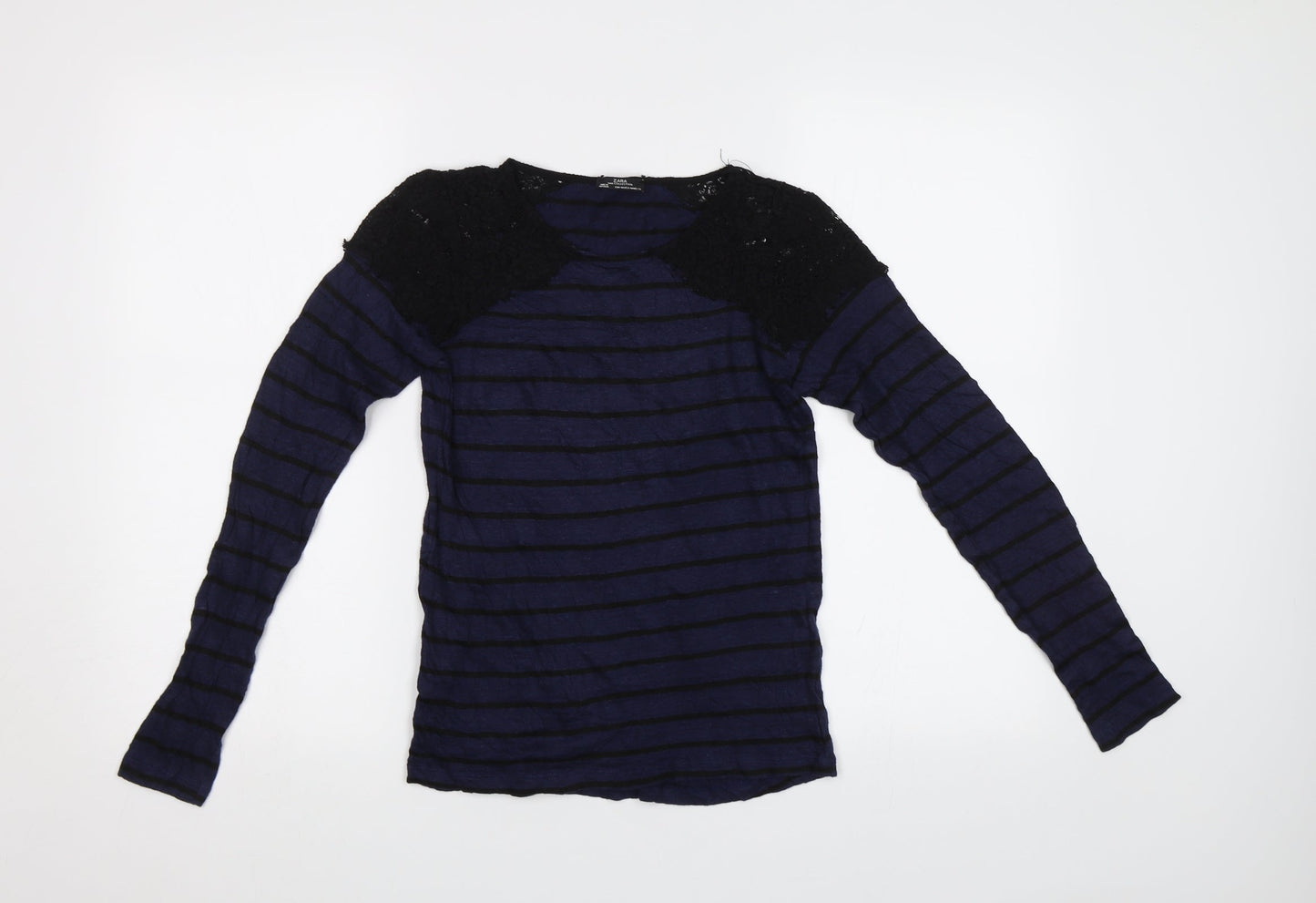 Womens UK Size M Zara Blue Basic Blouse