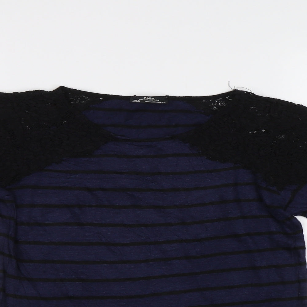 Womens UK Size M Zara Blue Basic Blouse