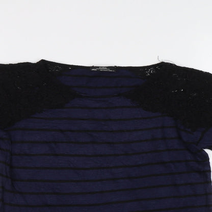 Womens UK Size M Zara Blue Basic Blouse