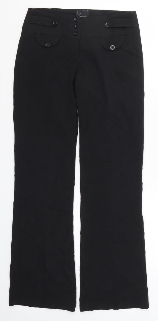 Womens UK Size 8 Reverse Regular Fit  Black Trousers