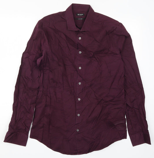 Tiger Mens Purple    Button-Up Size L