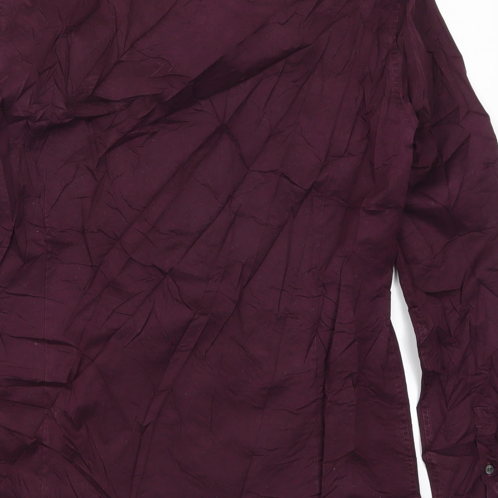 Tiger Mens Purple    Button-Up Size L