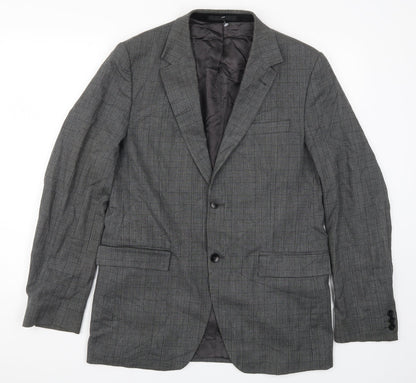 Azzaro Mens Grey Check  Jacket Suit Jacket Size 44