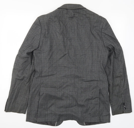 Azzaro Mens Grey Check  Jacket Suit Jacket Size 44