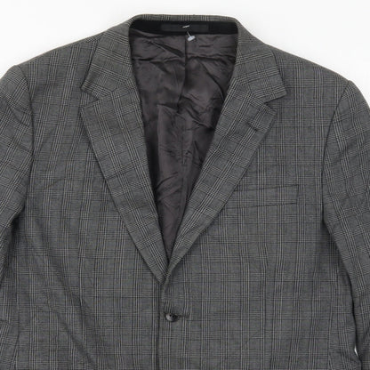 Azzaro Mens Grey Check  Jacket Suit Jacket Size 44