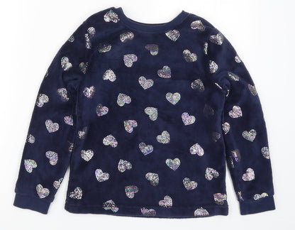 George Girls Blue Solid  Top Pyjama Top Size 8-9 Years  - Love Hearts