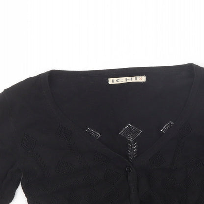 ICHI Womens Black  Knit Cape Jumper Size XS