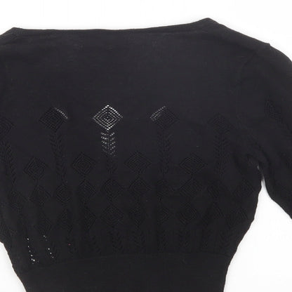ICHI Womens Black  Knit Cape Jumper Size XS