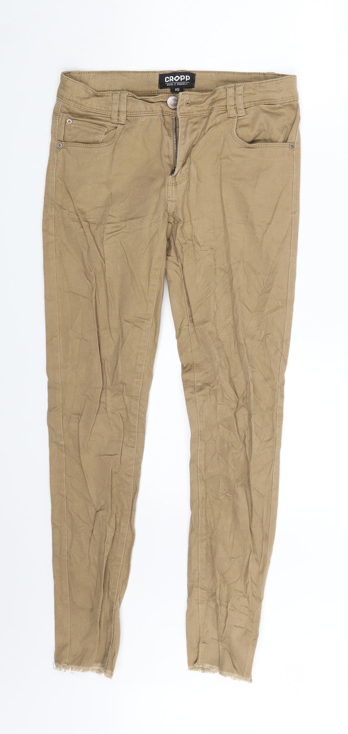 Womens UK Size XS Cropp Slim Fit Skinny Beige Jeans