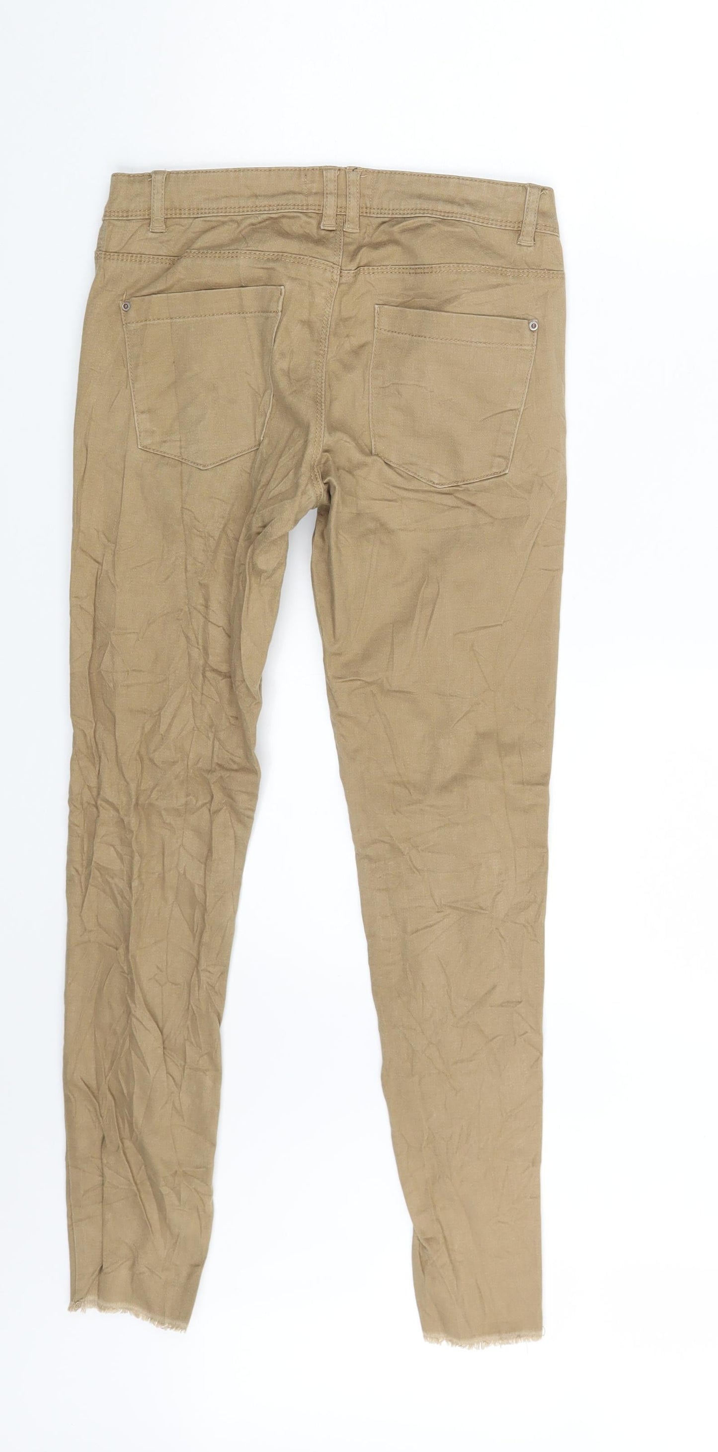 Womens UK Size XS Cropp Slim Fit Skinny Beige Jeans