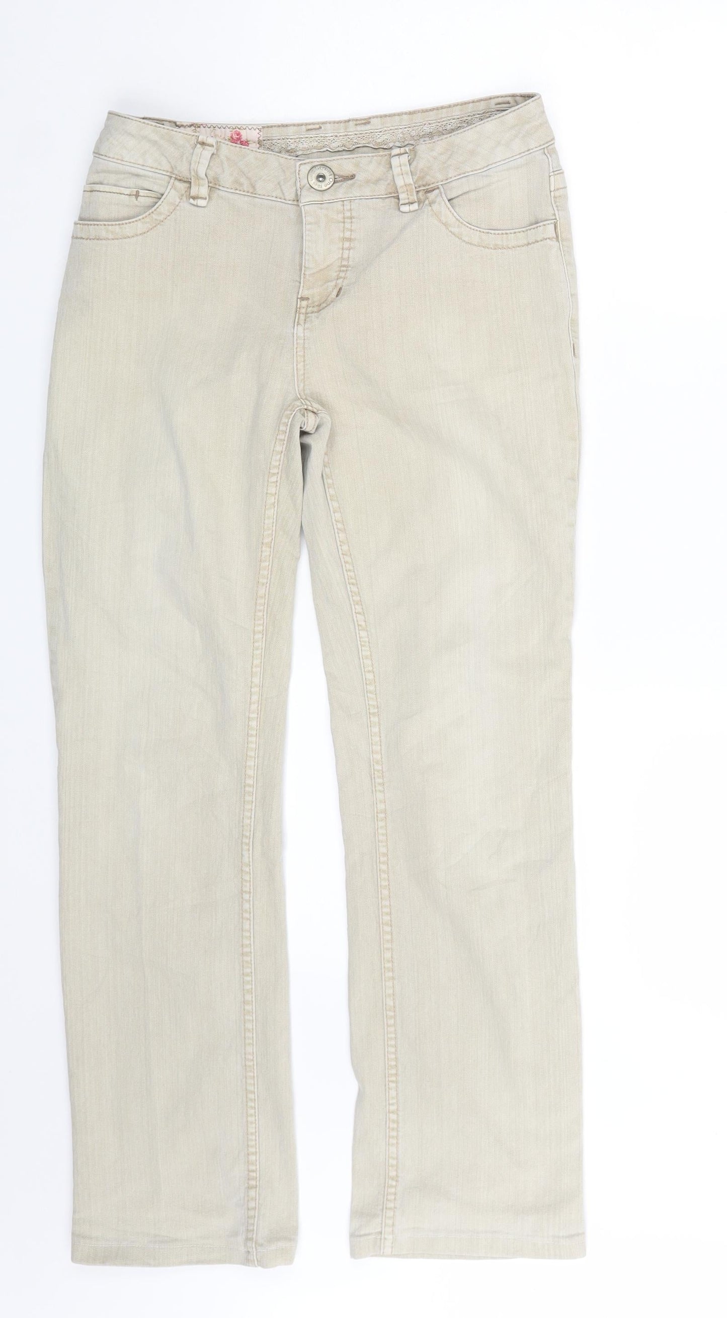 Womens UK Size 32 in Street One Slim Fit Straight Beige Jeans