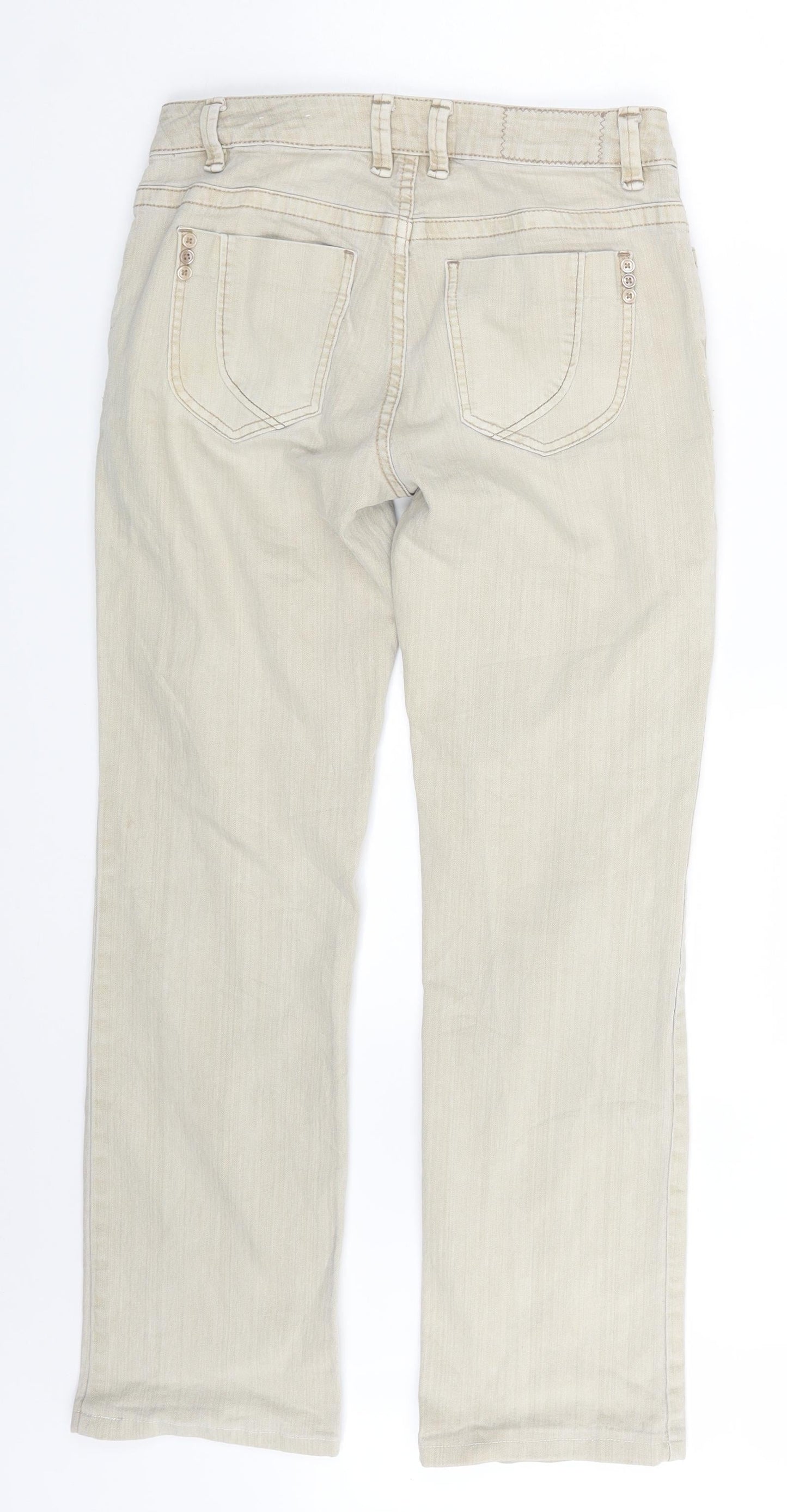 Womens UK Size 32 in Street One Slim Fit Straight Beige Jeans