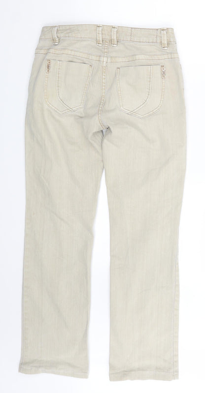 Womens UK Size 32 in Street One Slim Fit Straight Beige Jeans
