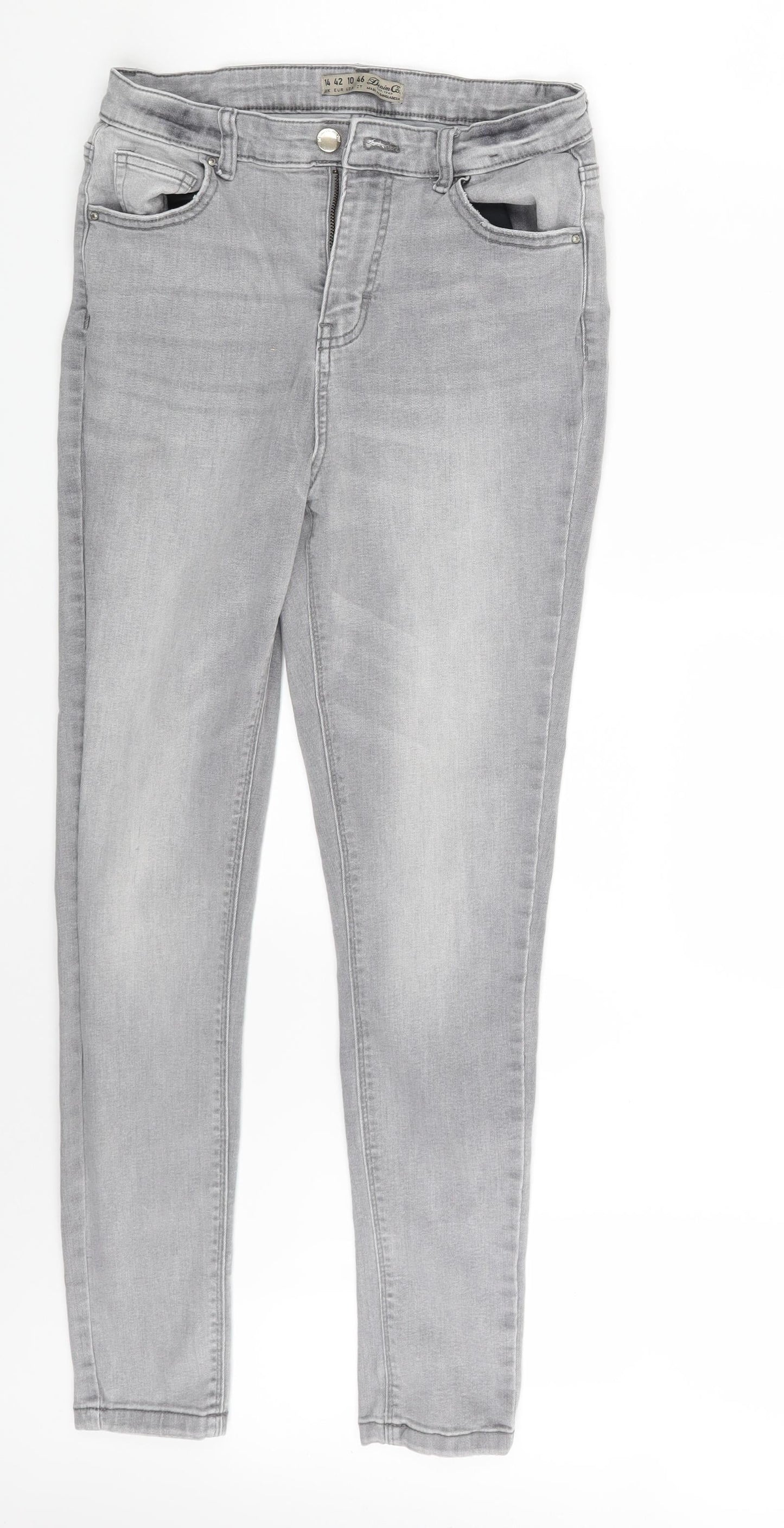 Denim Co. Womens Grey  Denim Skinny Jeans Size 14 L27 in