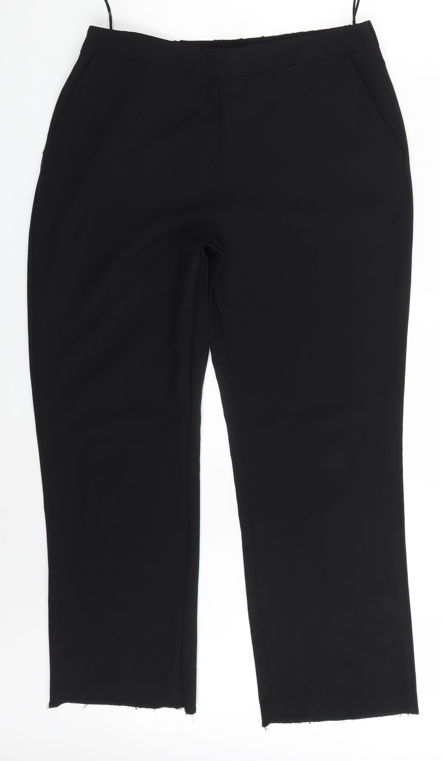 Womens UK Size 14 Preworn Regular Fit Dress Pants Black Trousers