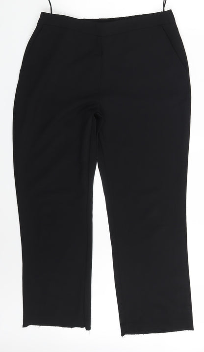 Womens UK Size 14 Preworn Regular Fit Dress Pants Black Trousers