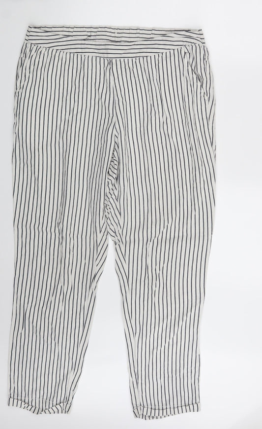 Takko Fashion Womens White Striped  Sweatpants Trousers Size 36 in L29 in
