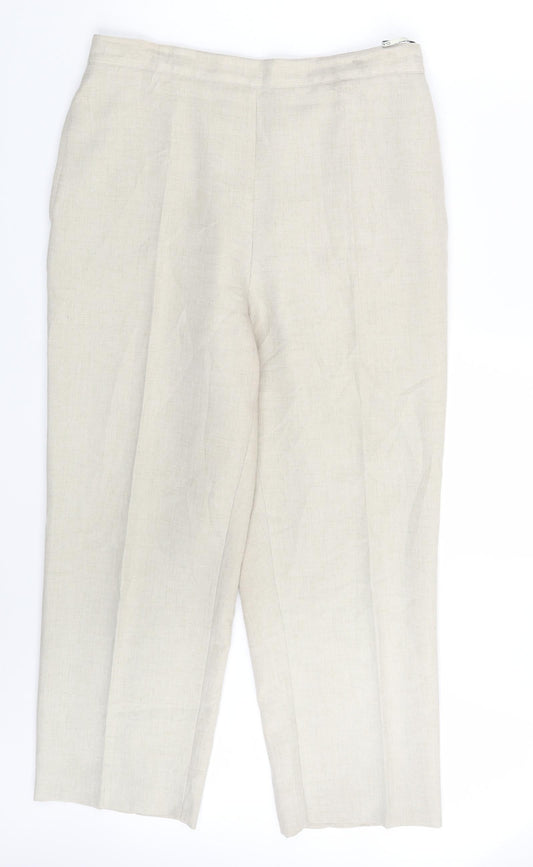 Womens UK Size 14 BHS Regular Fit Dress Pants Beige Trousers