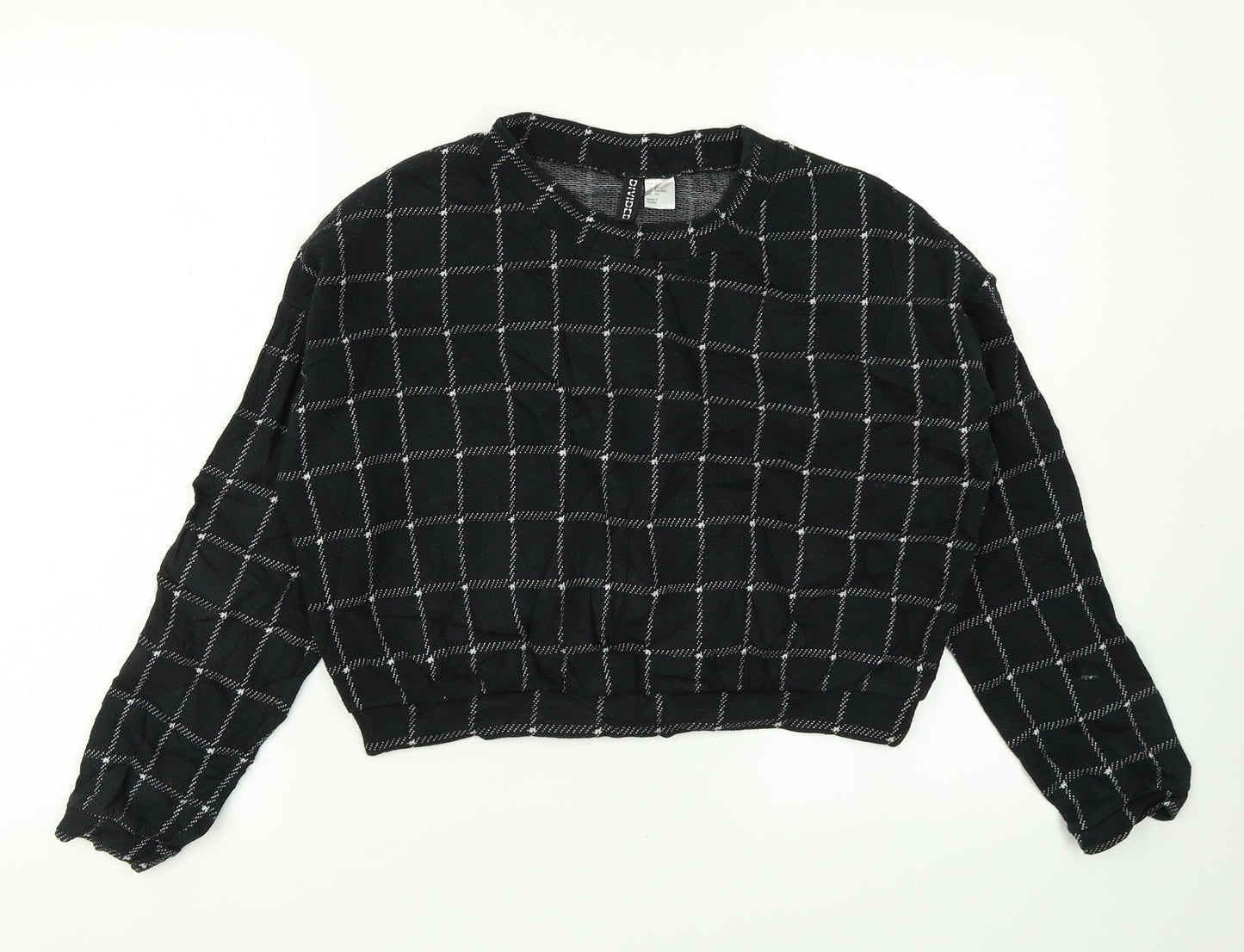 Womens UK Size S Divided Black Cropped T-Shirt