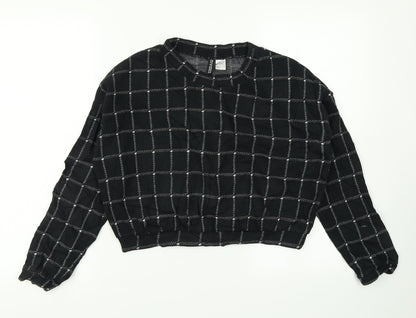 Womens UK Size S Divided Black Cropped T-Shirt