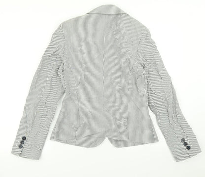 Elegance Womens Grey Striped  Jacket Blazer Size 10