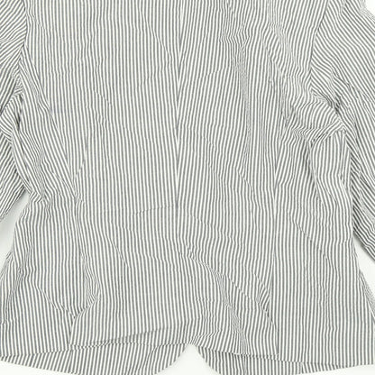 Elegance Womens Grey Striped  Jacket Blazer Size 10