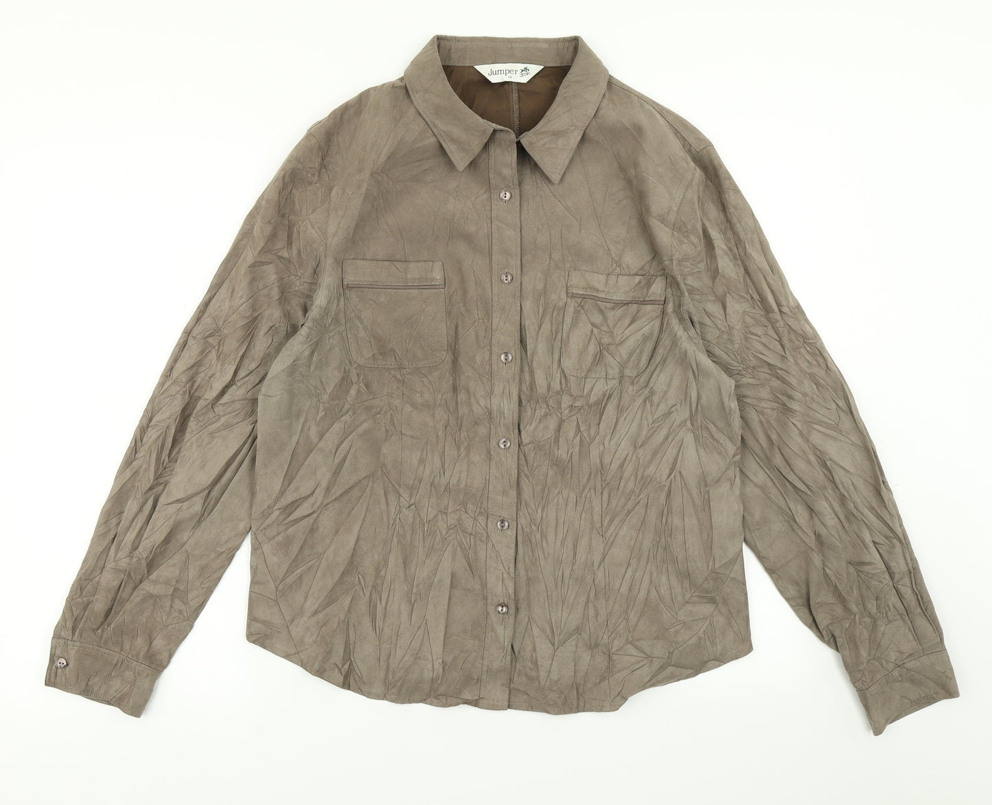 Womens UK Size 18 Jumper Brown Basic Button-Up